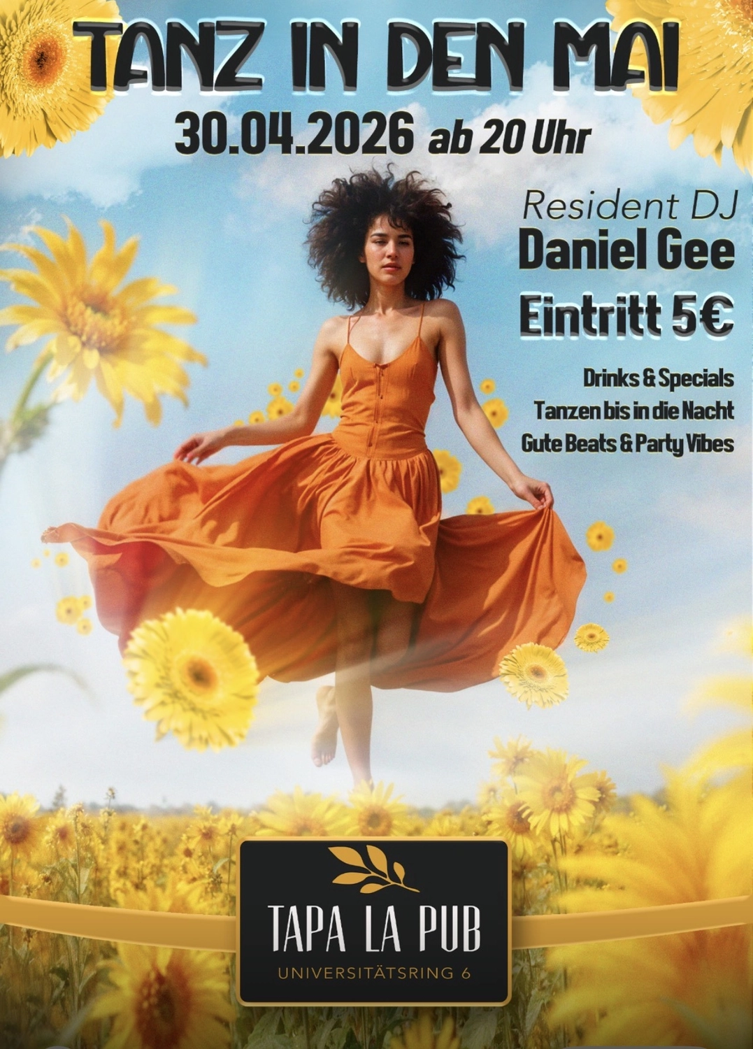 Taparazzi-Restaurant, gedeckter Familientisch mit blau-weißer Farbkombination