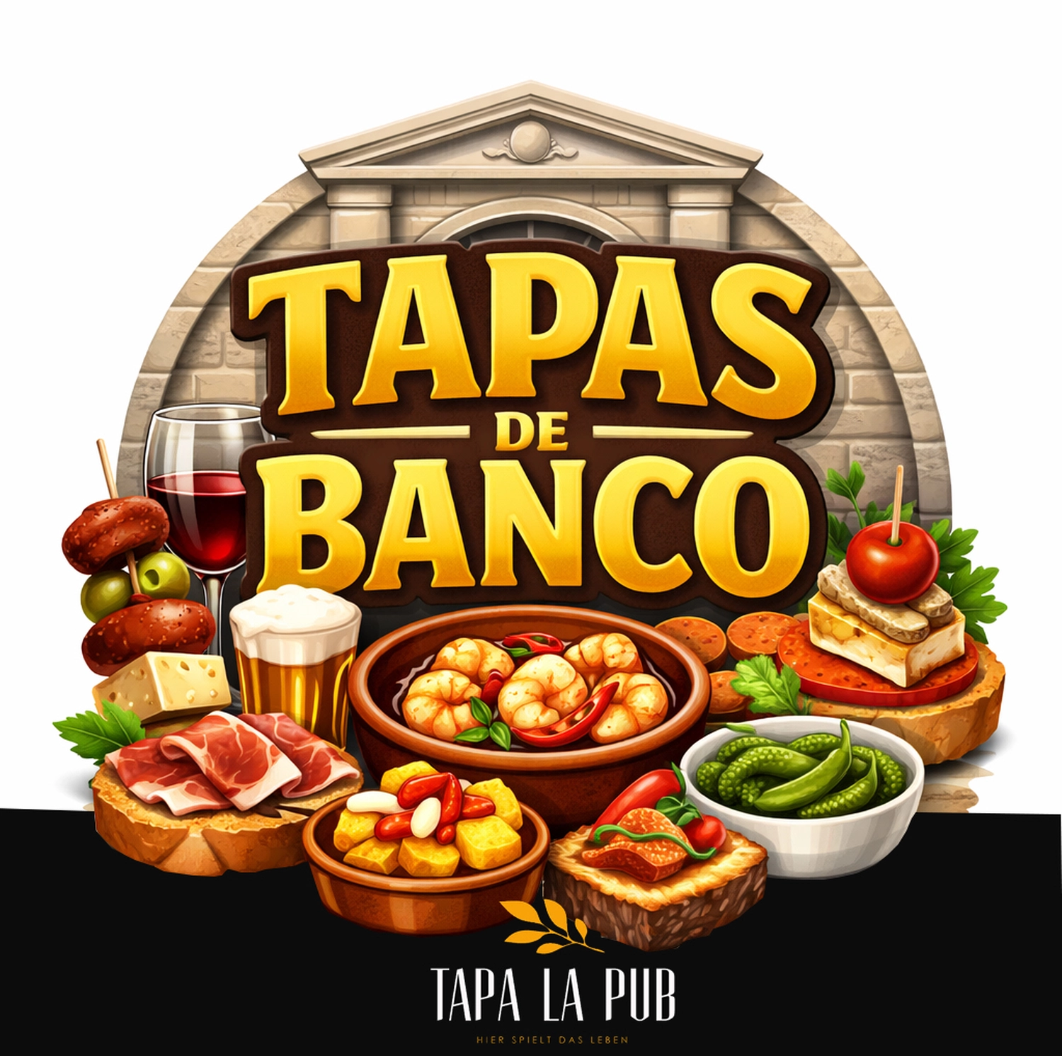 Taparazzi-Restaurant, gedeckter Familientisch mit blau-weißer Farbkombination