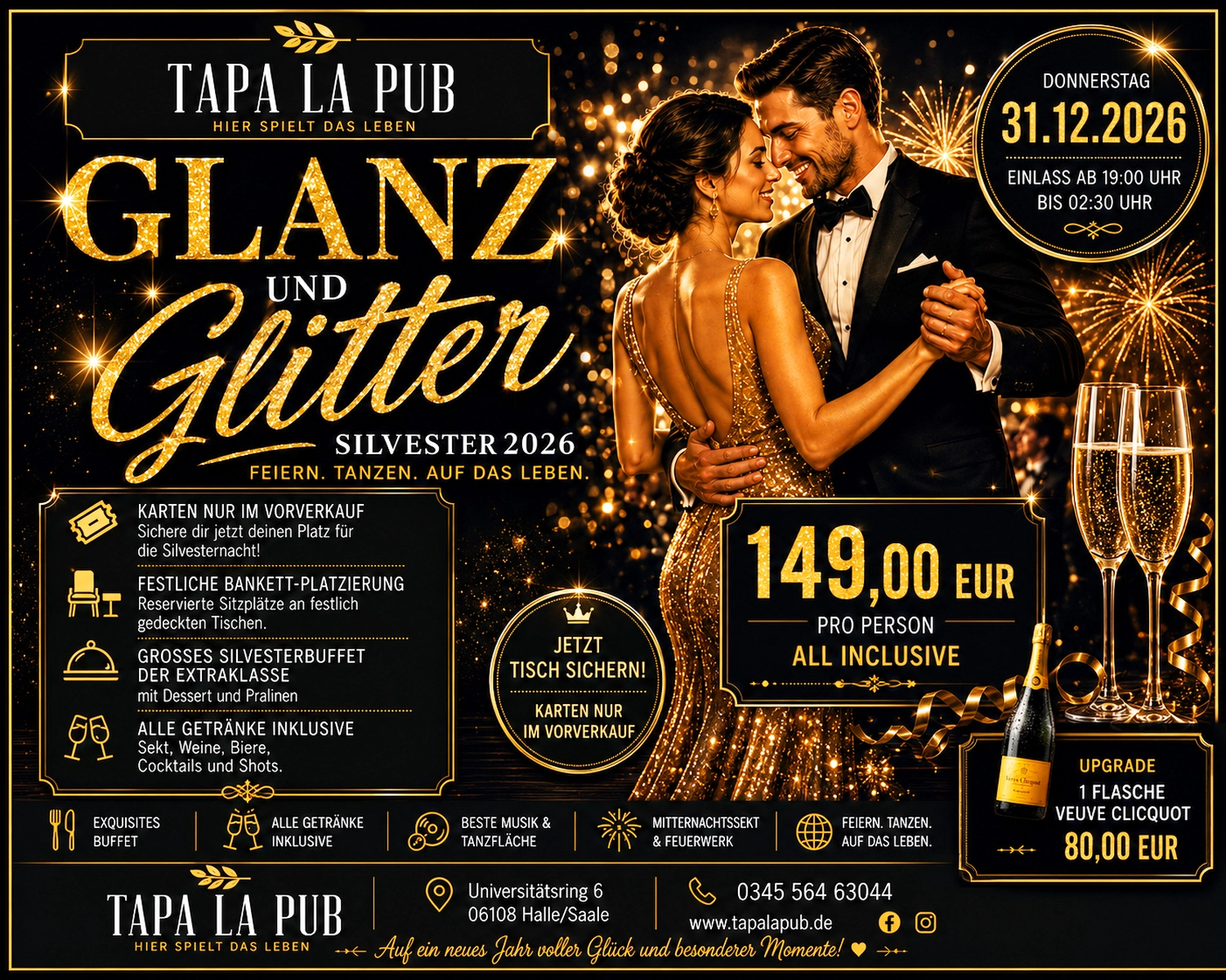 Taparazzi-Restaurant, gedeckter Familientisch mit blau-weißer Farbkombination