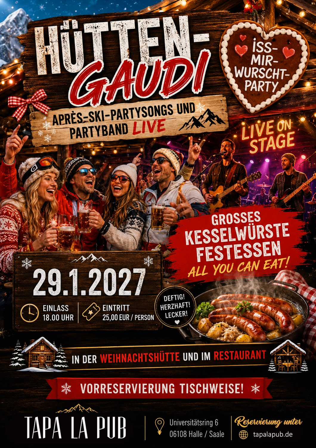 Taparazzi-Restaurant, gedeckter Familientisch mit blau-weißer Farbkombination